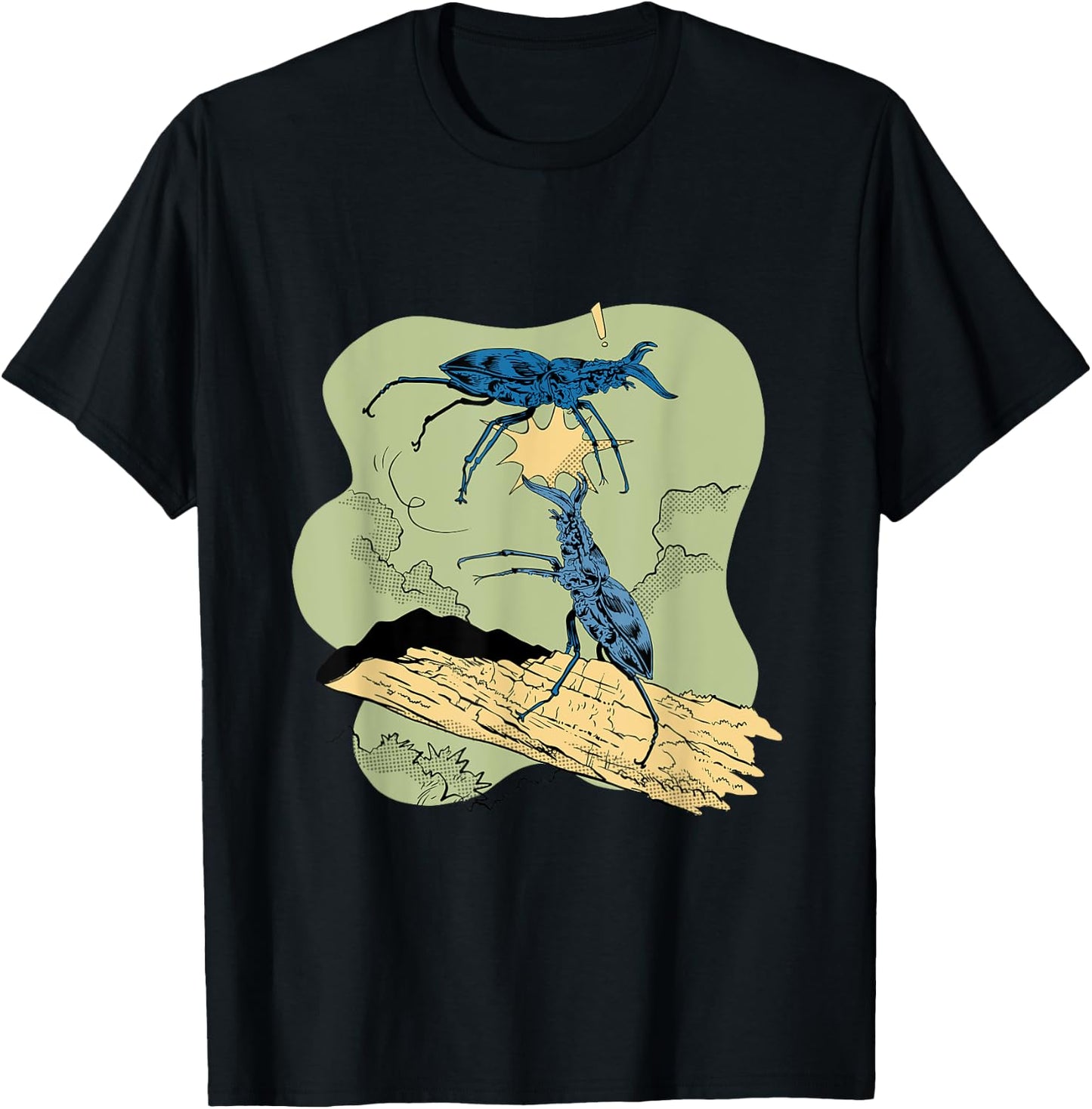 Stag beetle fights against other beetles Animal Bugs Insects T-Shirt - T-Shirt | Black