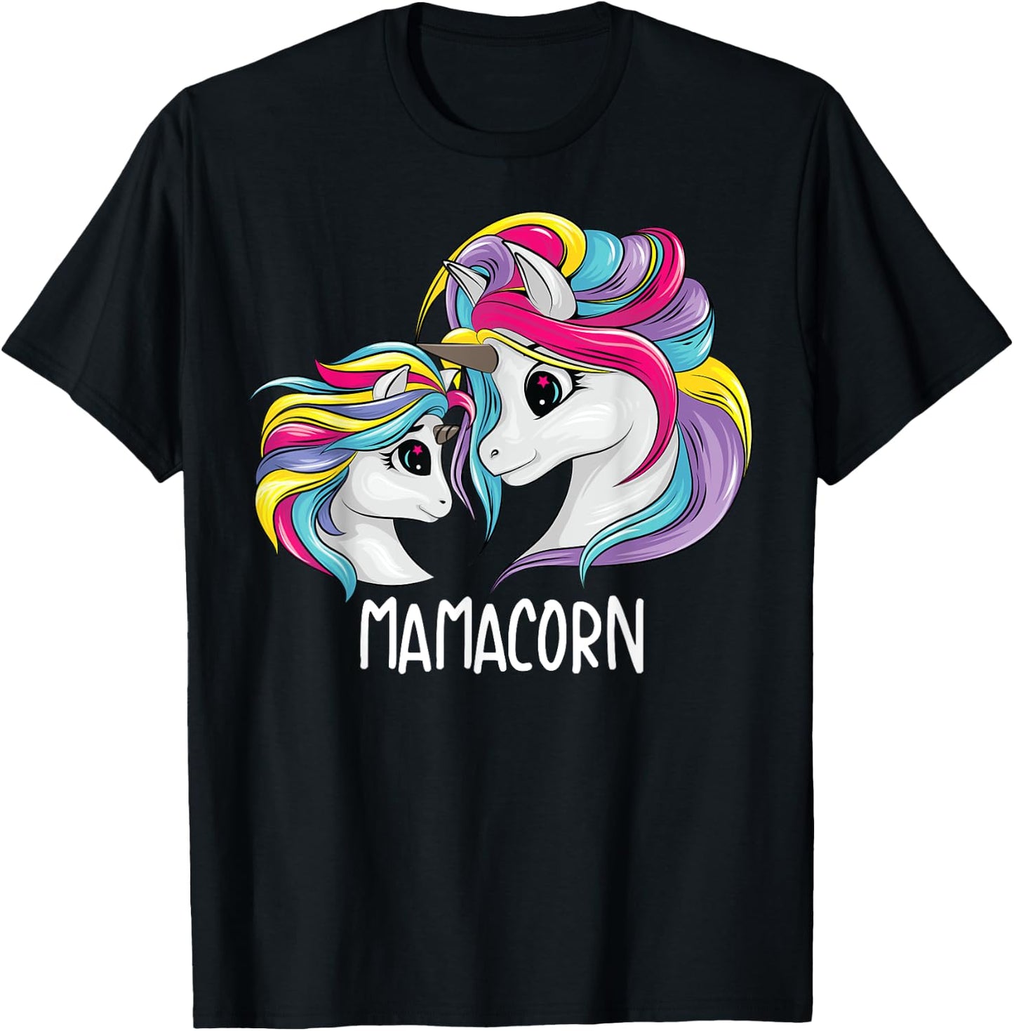 Cute Mom Baby Mama Unicorn Funny Mamacorn Gift Mom T-Shirt - T-Shirt | Black