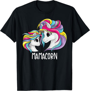 Cute Mom Baby Mama Unicorn Funny Mamacorn Gift Mom T-Shirt - T-Shirt | Black