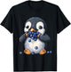Blueberry Penguin Cute Penguin Watercolor Animal Art Motif T-Shirt - T-Shirt | Black