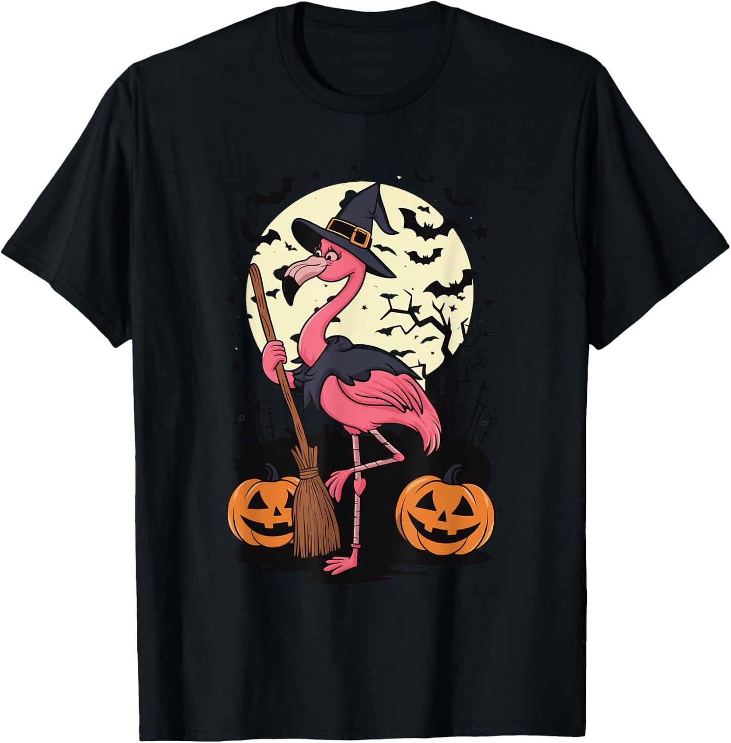 Flamingo Witch T-Shirt - T-Shirt | Black