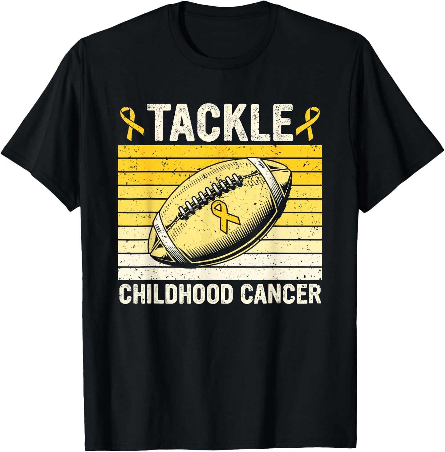 Football Tackle Childhood Cancer Awareness Survivor Support T-Shirt - T-Shirt | Black