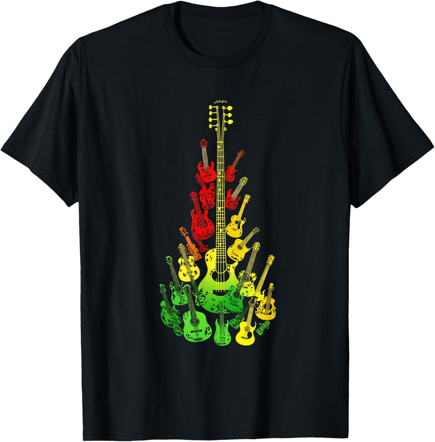 Rasta Reggae Music Guitar Jamaican Pride Rastafari Roots T-Shirt - T-Shirt | Black