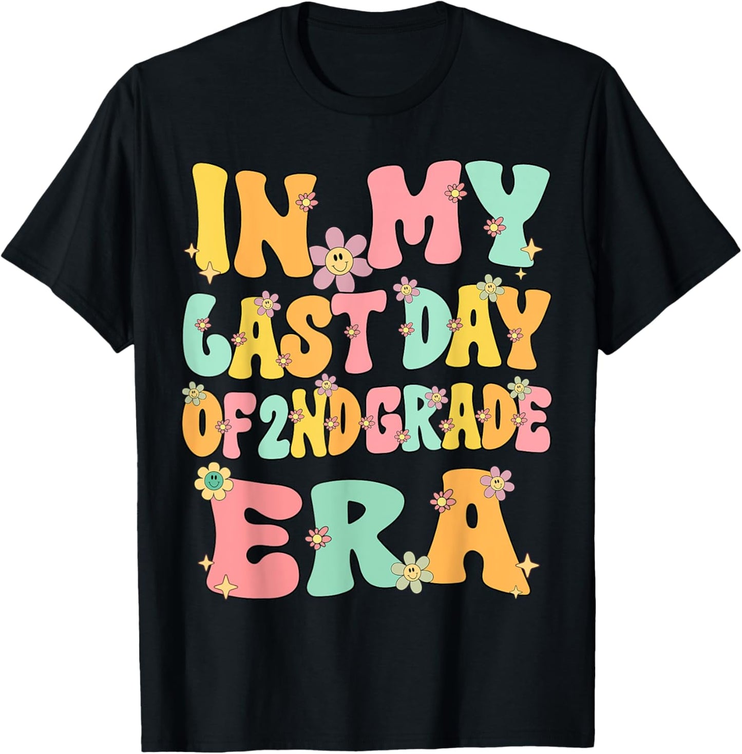 In My Last Day Of 2nd Grade Era Groovy Last Day Of 2nd Grade T-Shirt - T-Shirt | Black