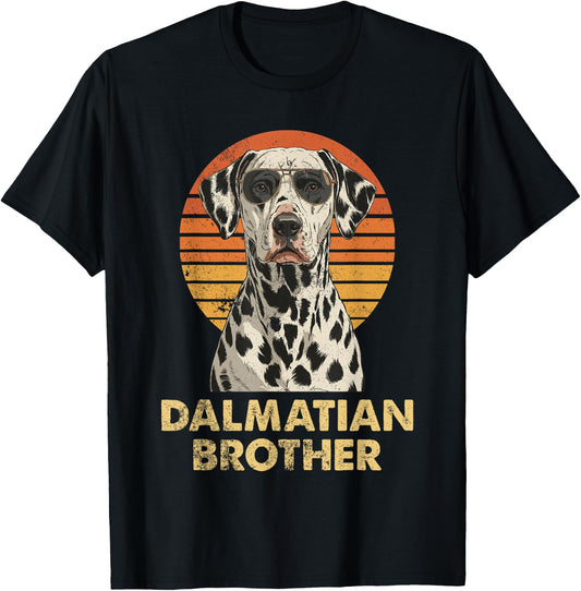 Cool Retro Dalmatian Brother Funny Vintage Dog Owner T-Shirt - T-Shirt | Black