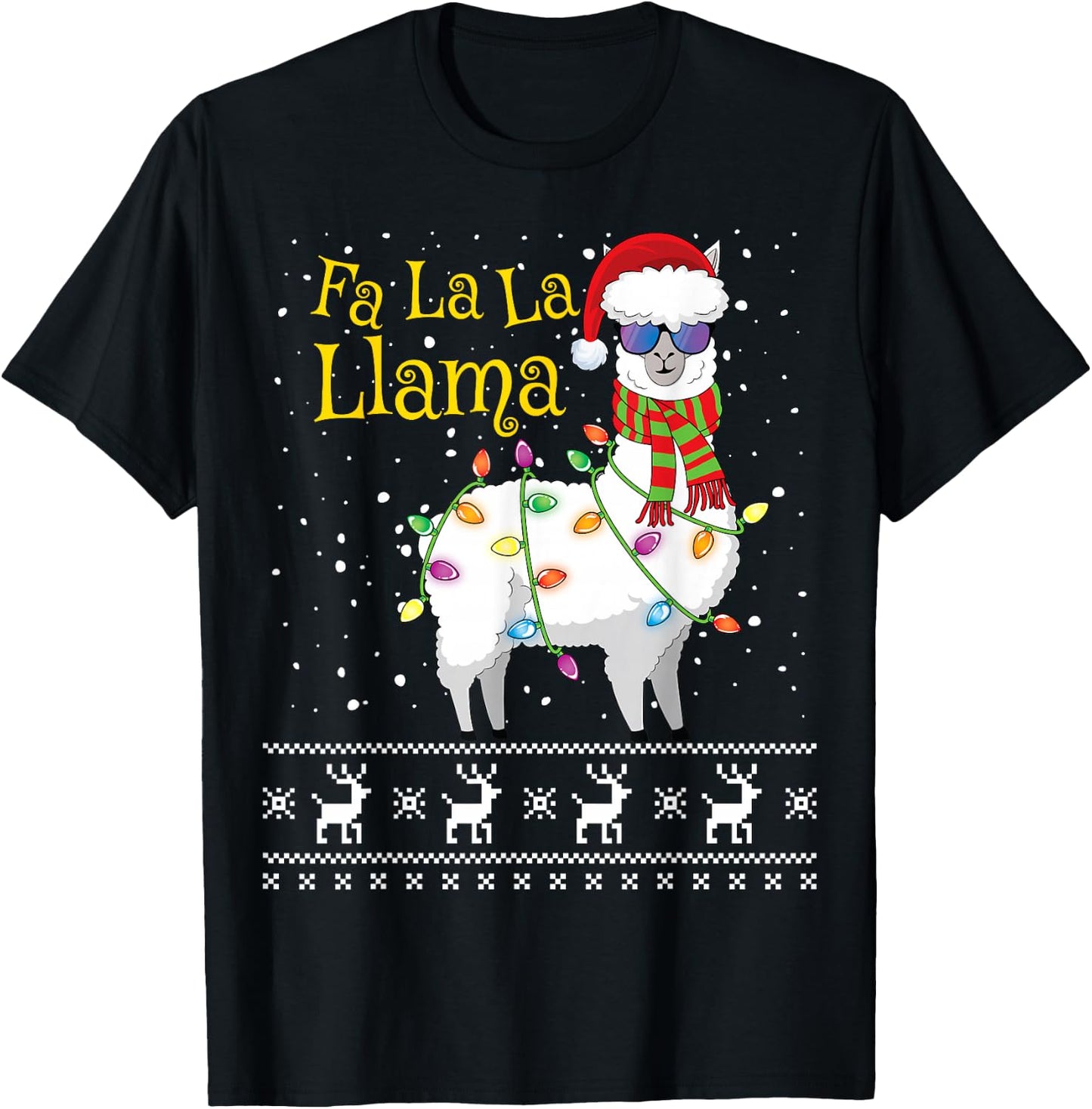 Fa La La Llama Christmas Shirt Funny Christmas Llama T-Shirt - T-Shirt | Black