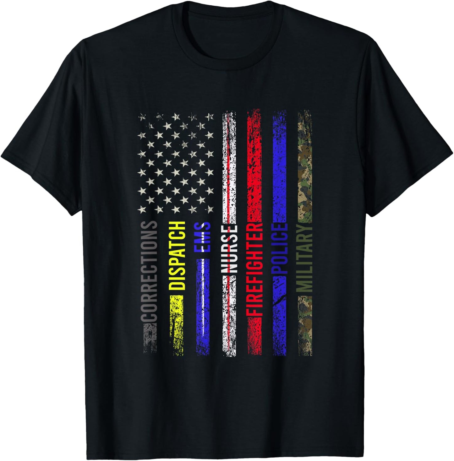 First Responder - Front Line Workers - US Flag - Patriotic Men T-Shirt - T-Shirt | Black