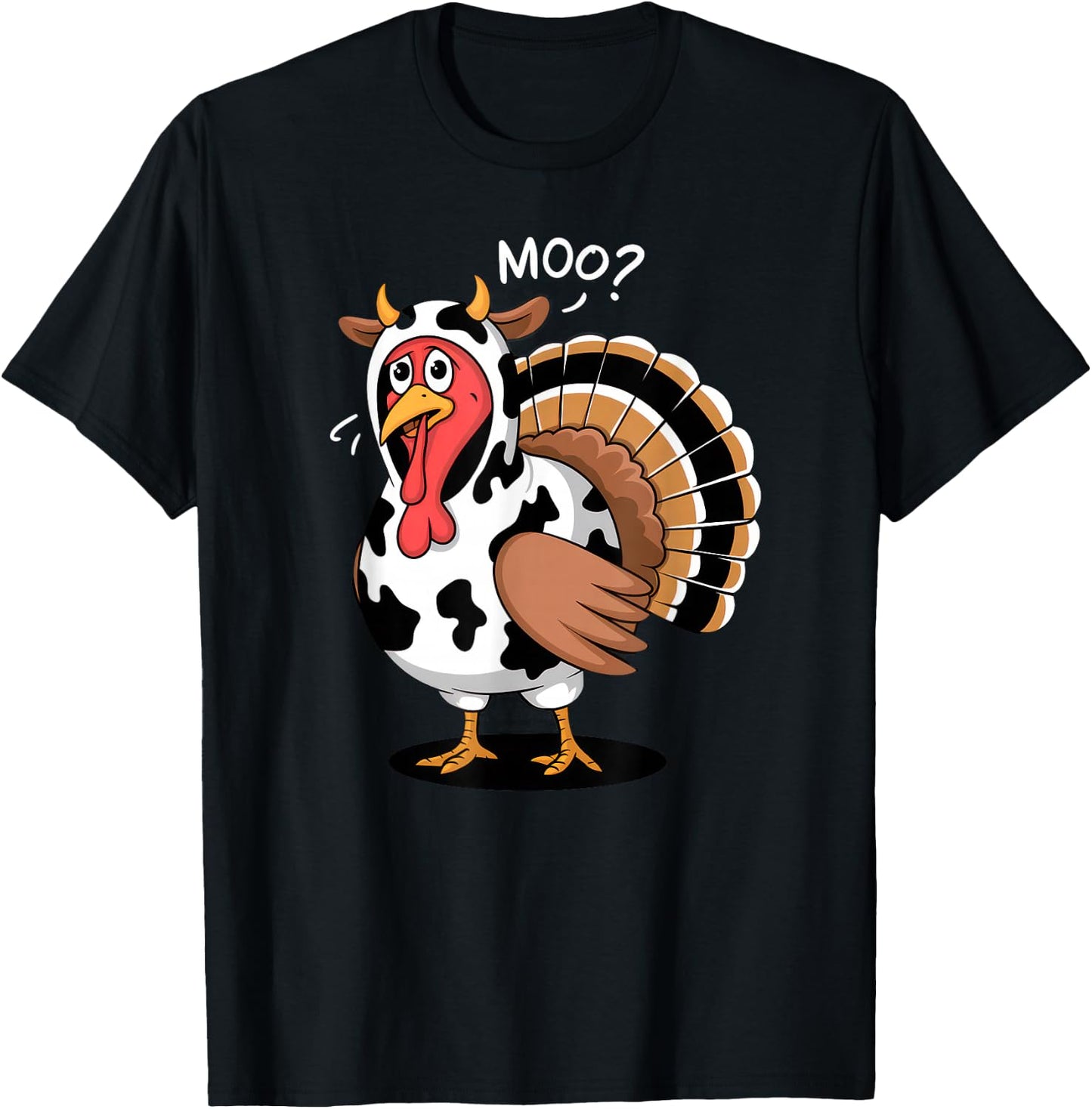 Thanksgiving Turkey Moo Cow Funny Fall , Men T-Shirt - T-Shirt | Black