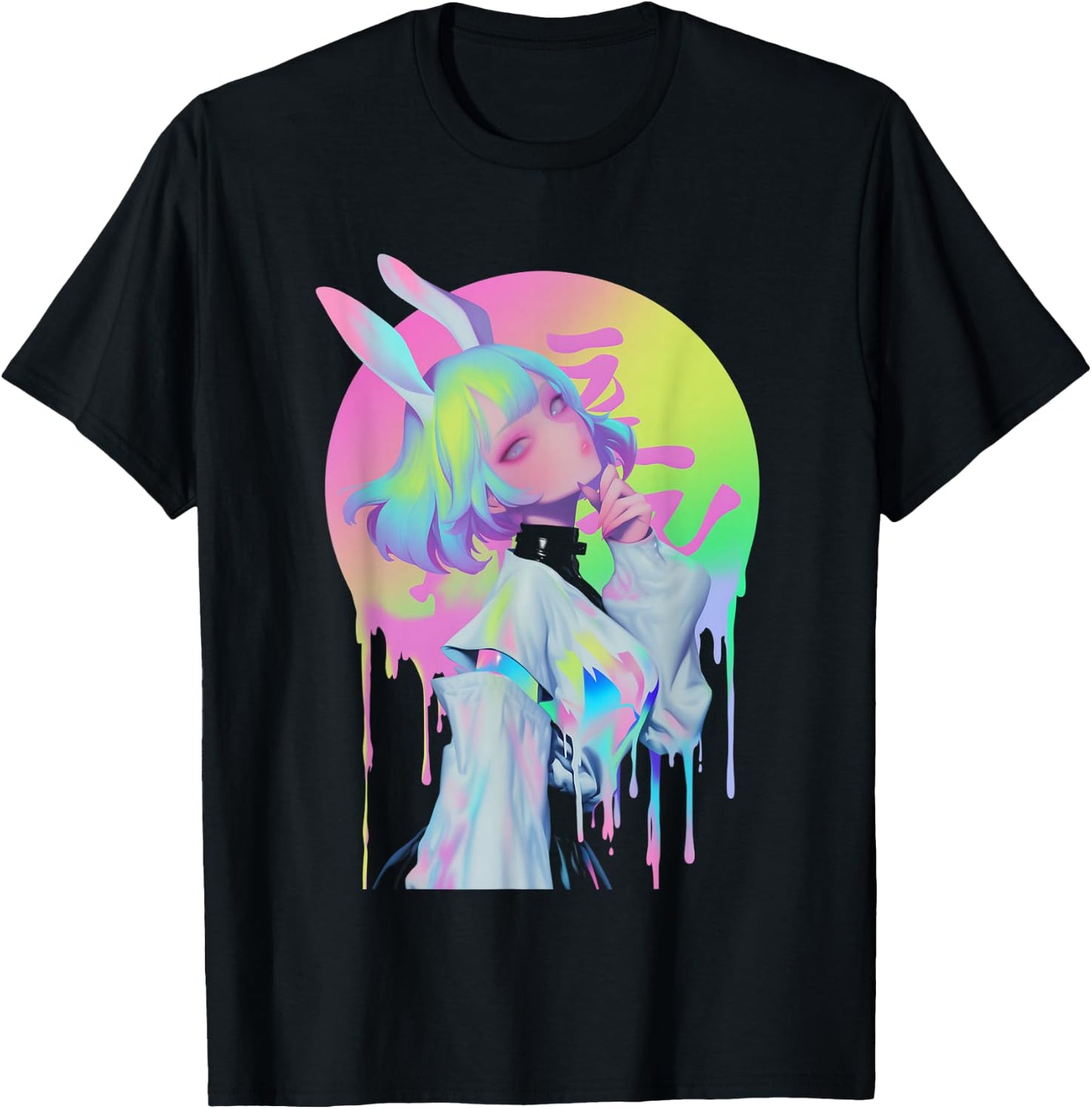 Anime Manga Cyberpunk Aesthetic Techwear Harajuku Bunny T-Shirt - T-Shirt | Black