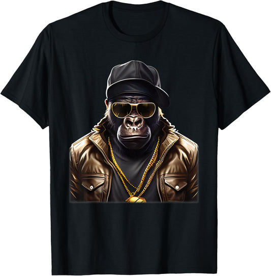 Gangster Hip Hop Gorilla , black T-Shirt - T-Shirt | Black