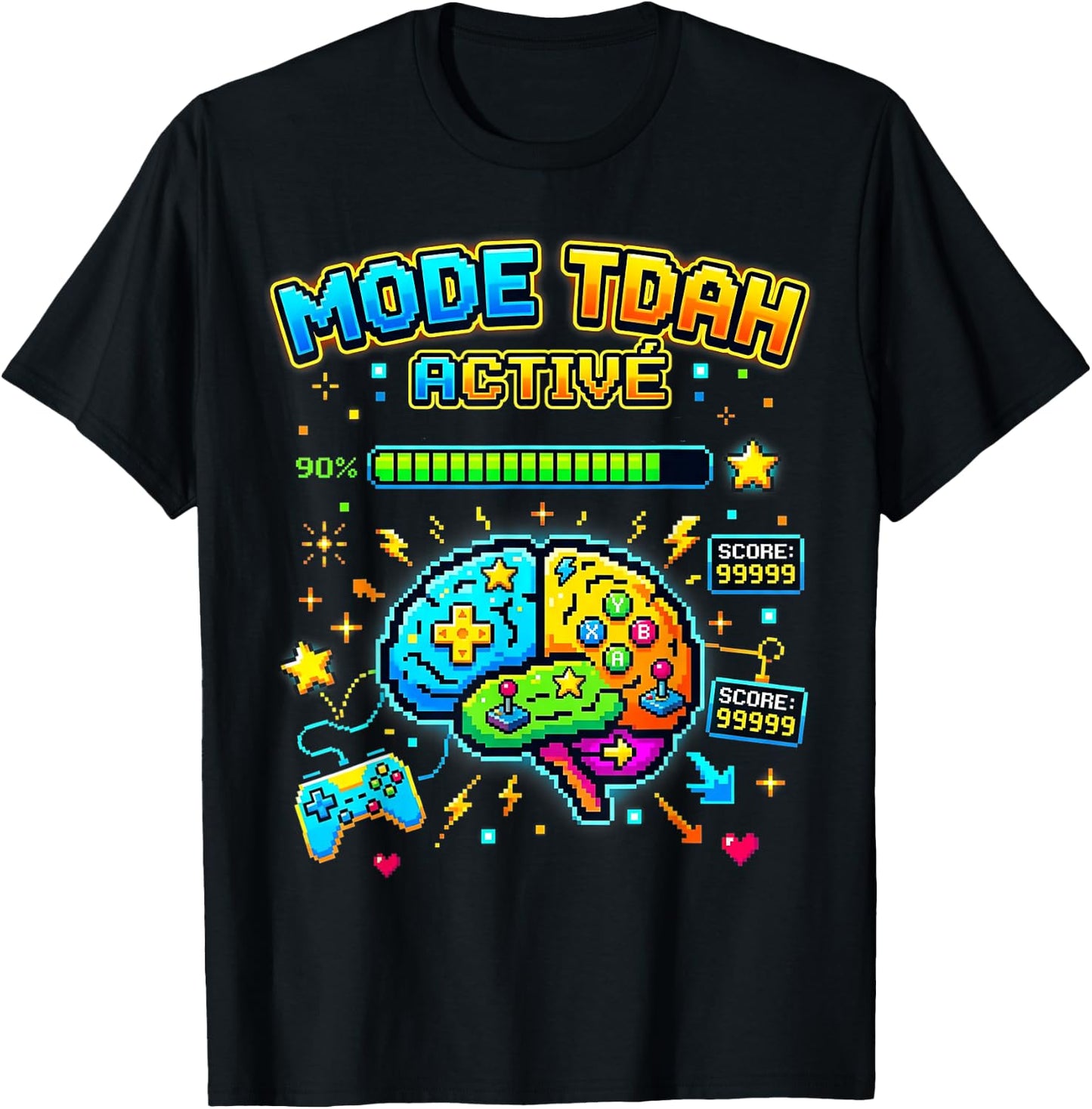 Gamer Mode TDAH Activé pour Neurodivergent Ado Enfant T-Shirt - T-Shirt | Black