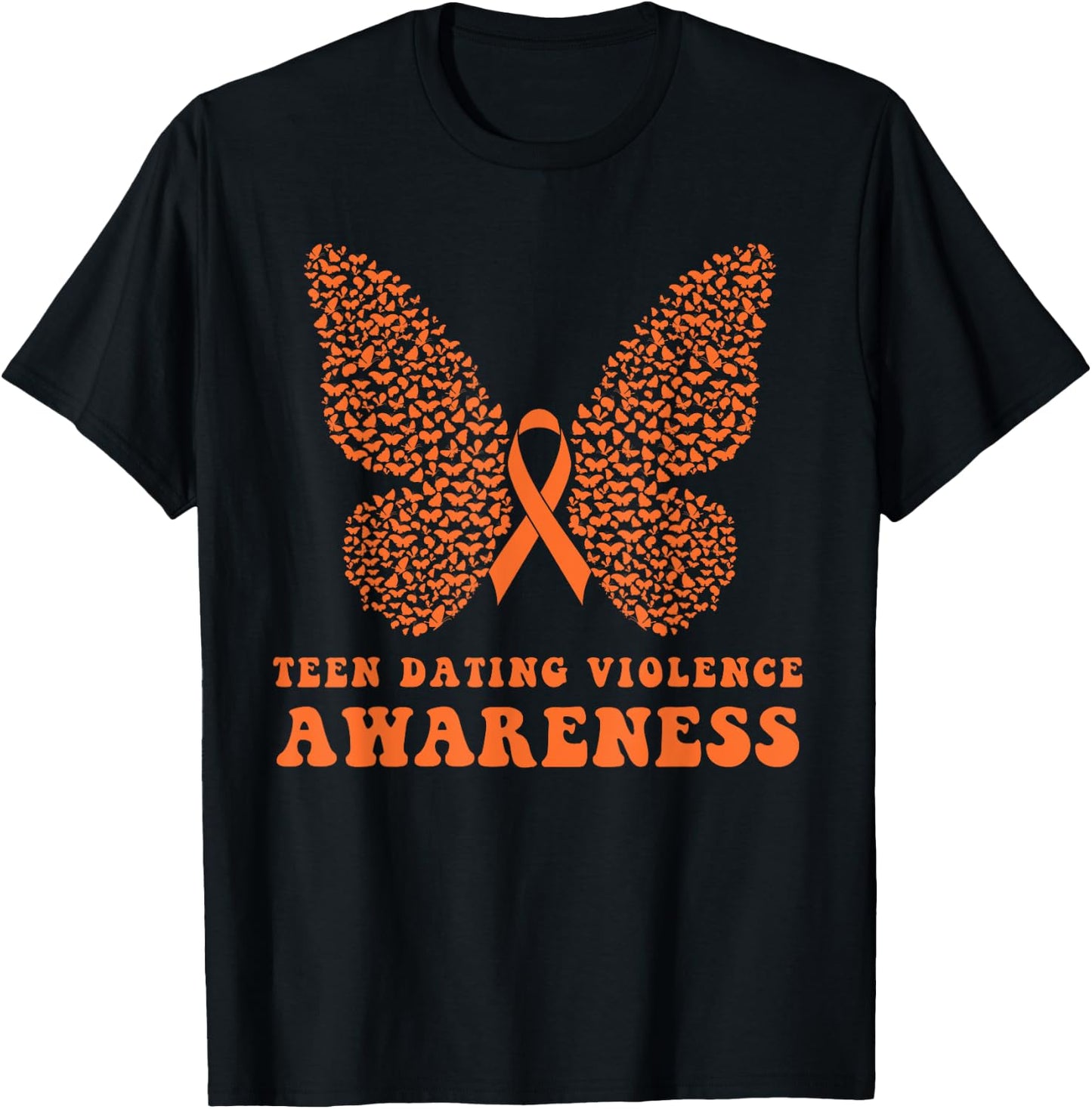 Teen Dating Violence Awareness Orange Ribbon T-Shirt - T-Shirt | Black