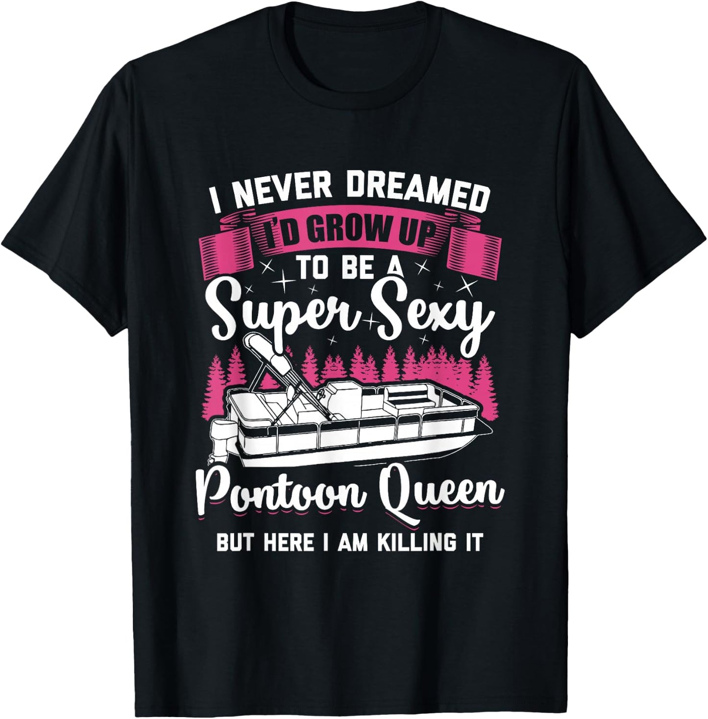 Vintage Pontoon Captain Women Funny Pontoon Queen T-Shirt - T-Shirt | Black