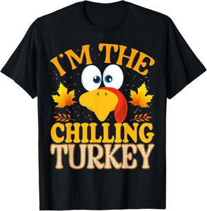Thanksgiving I'm The Chilling Turkey Matching T-Shirt - T-Shirt | Black