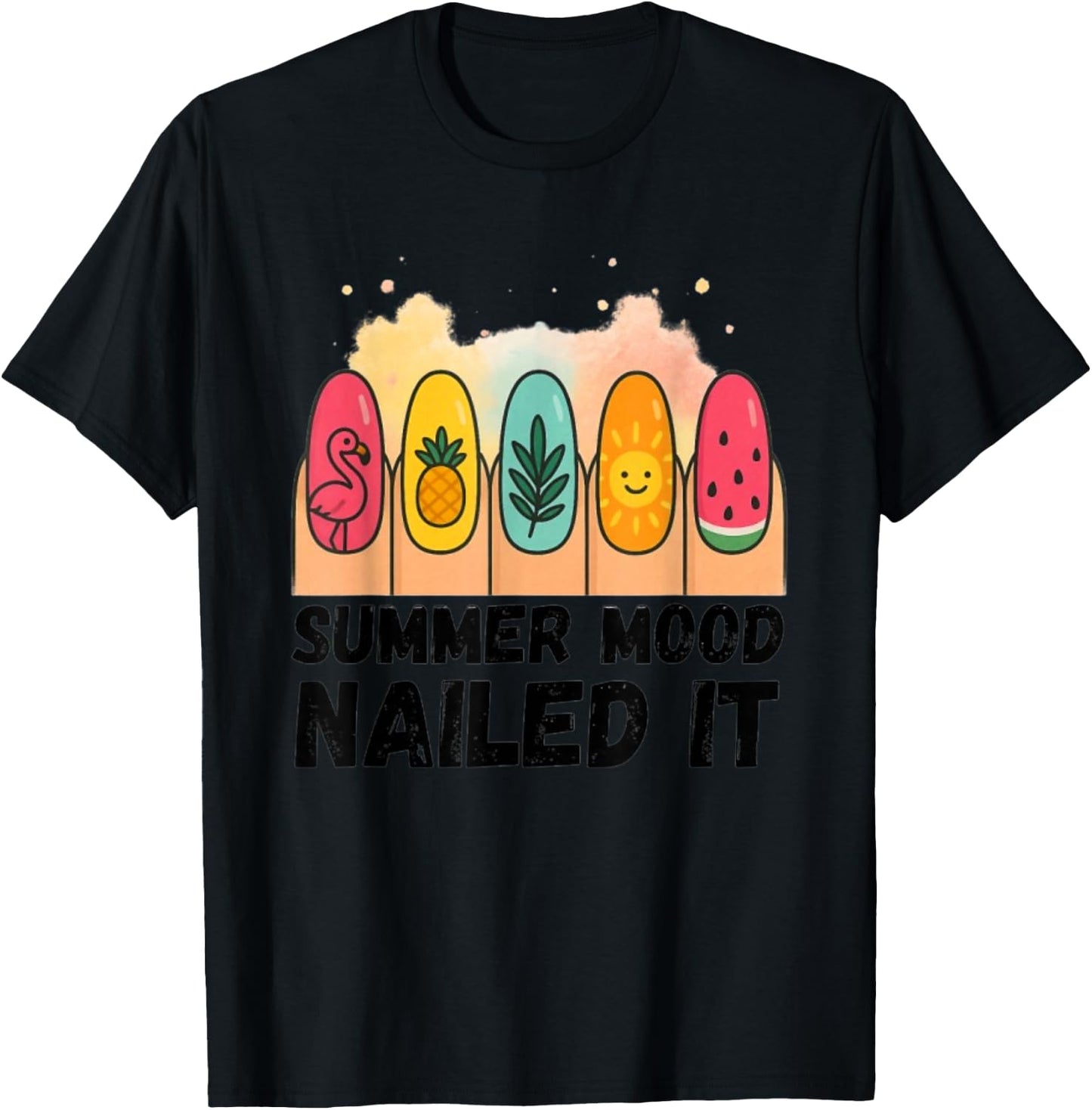 Summer Mood Nailed It Fun Nail Art T-Shirt - T-Shirt | Black
