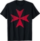 Maltese Cross Red Distressed Malta Knight Cross T-Shirt - T-Shirt | Black