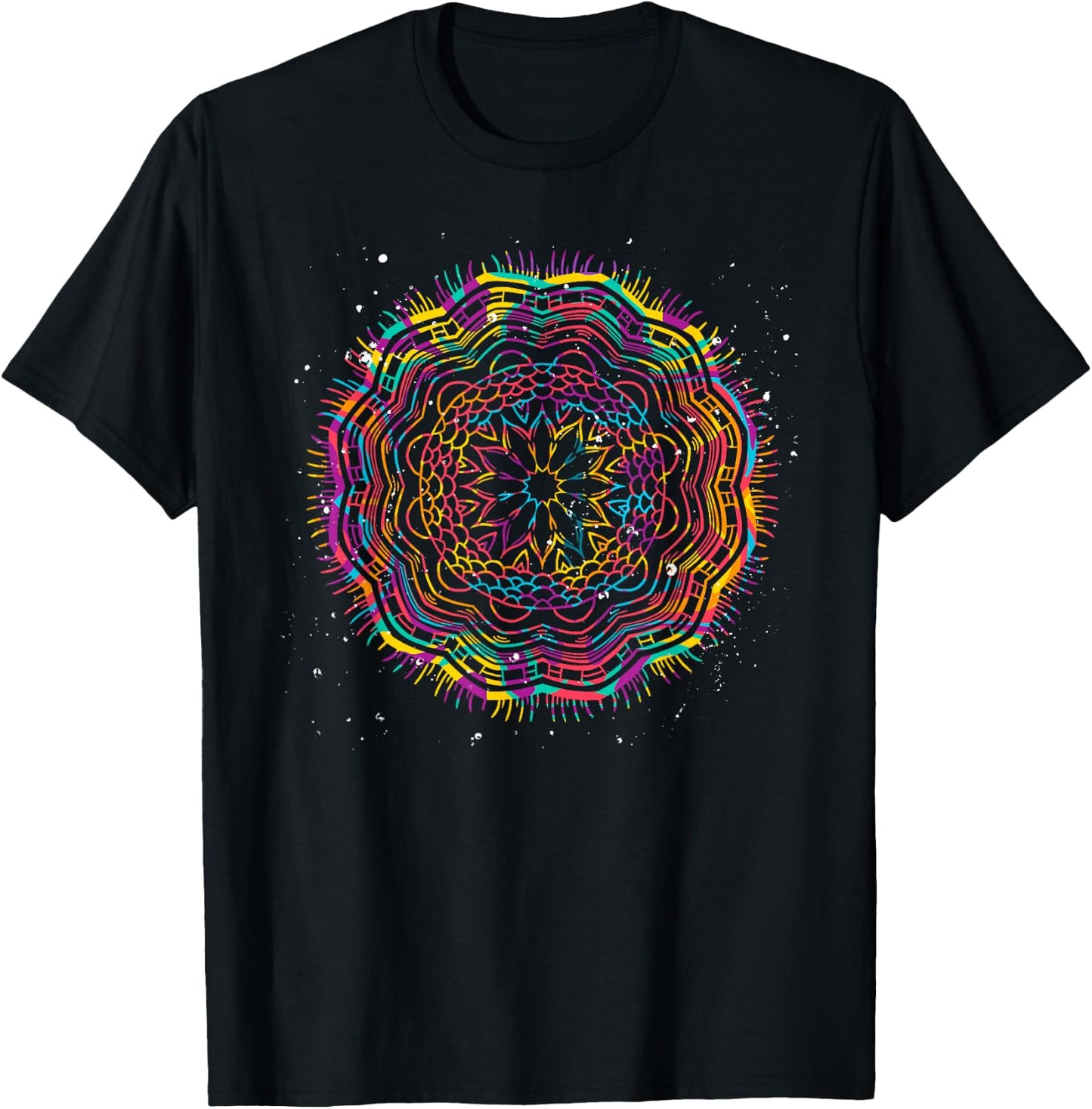 Bohemian Fractal Geometry Yogi Spiritual Mandala T-Shirt - T-Shirt | Black