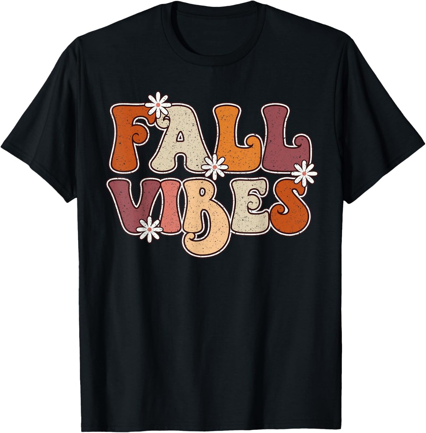 Fall Vibes Retro Groovy Thanksgiving Autumn Fall Lover Women T-Shirt - T-Shirt | Black