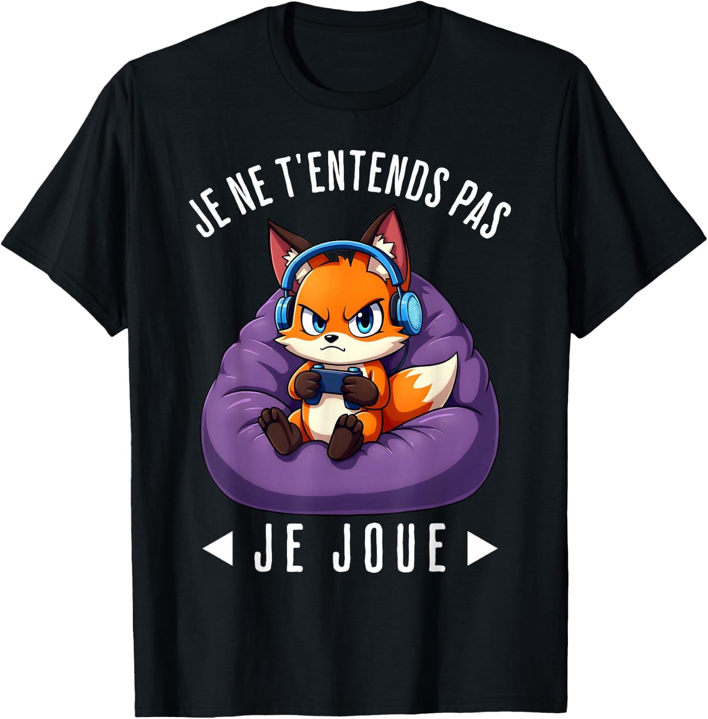 Funny Fox Fox Gamer Funny For Man Boy , Black, S T-Shirt - T-Shirt | Black