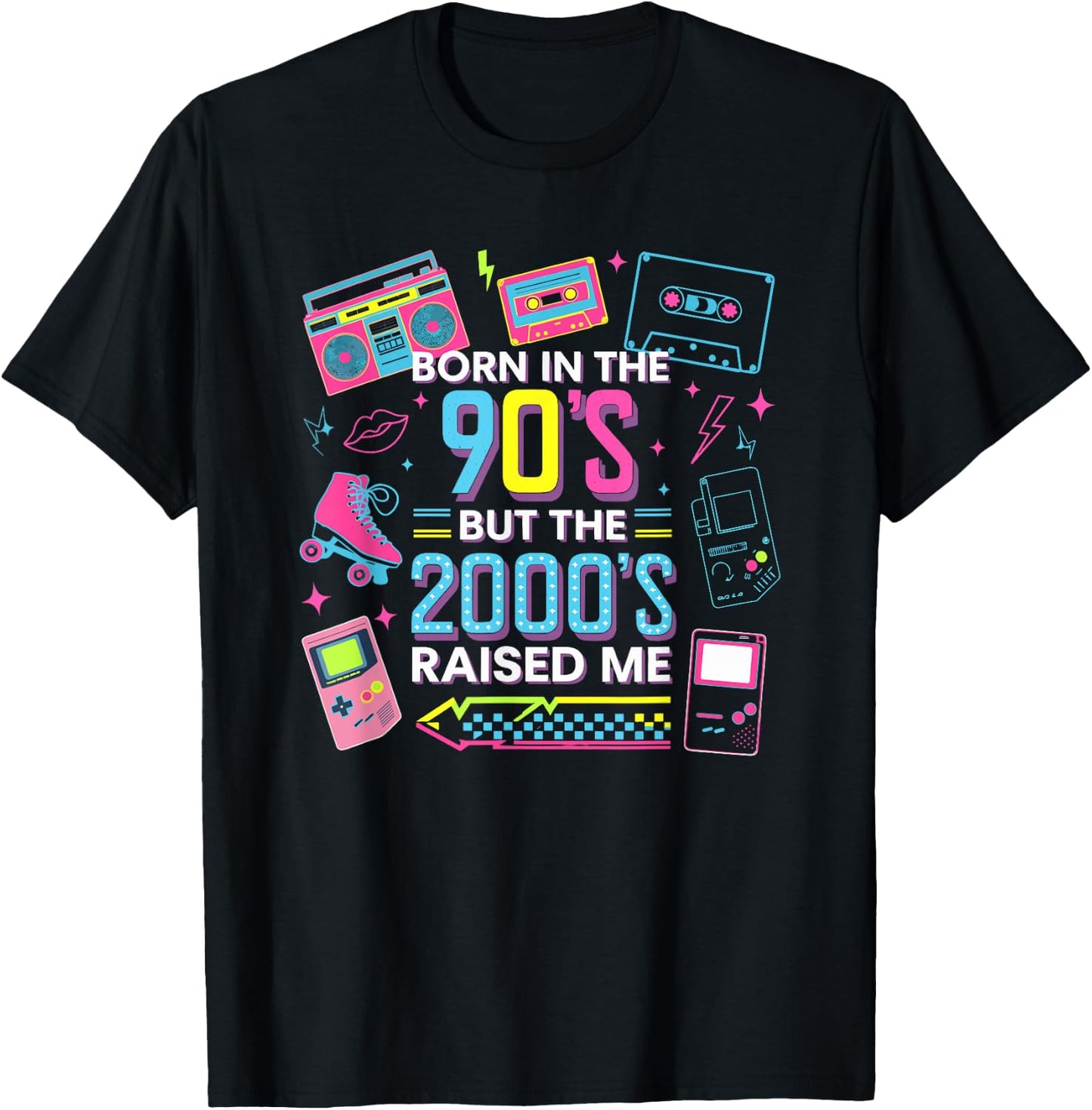 Born in the 90s, but the 2000 years made me revive the retro style , Black, S T-Shirt - T-Shirt | Black