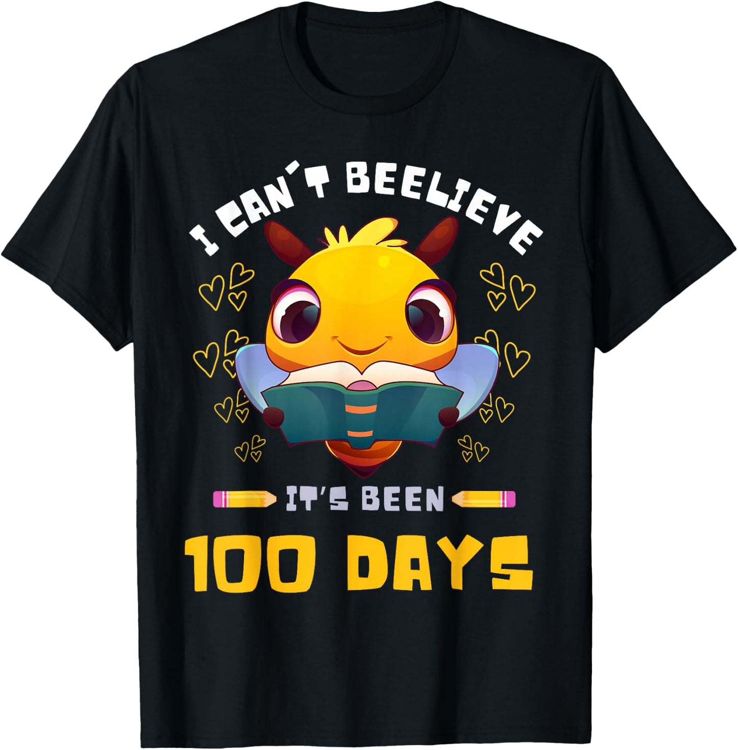 I Can't Believe it's Been 100 Days 100th Day Of School Bee T-Shirt - T-Shirt | Black