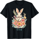 First Name Ella Cute Bunny Flowers Personalized Girl T-Shirt - T-Shirt | Black
