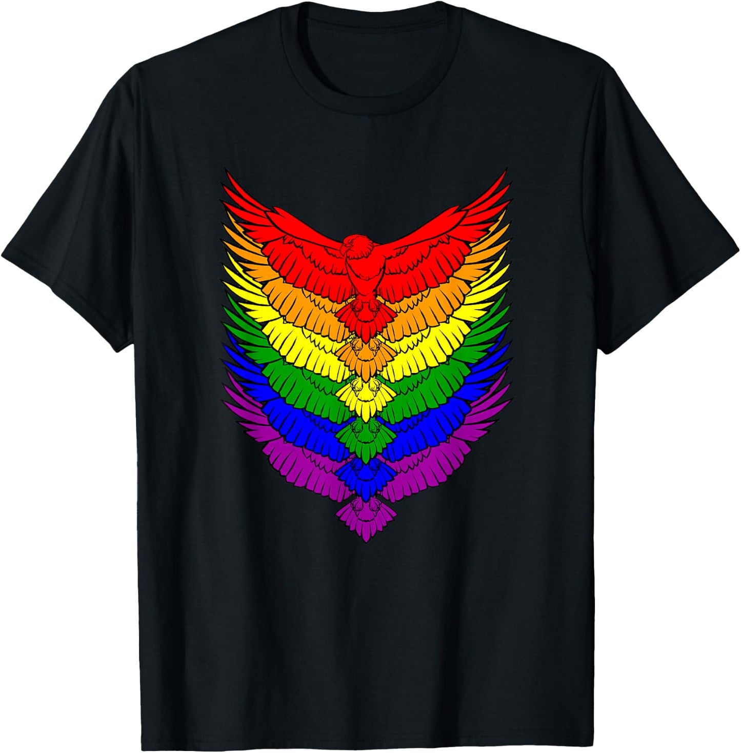 Hawks LGBTQ Strong Gay Pride Rainbow Flag LGBT Hawks Birds T-Shirt - T-Shirt | Black
