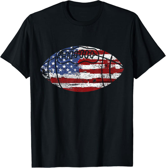 Football USA American Flag Vintage Gift Small T-Shirt - T-Shirt | Black