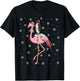 Xmas Lighting Santa Hat Flamingo Riding Penguin Christmas T-Shirt - T-Shirt | Black