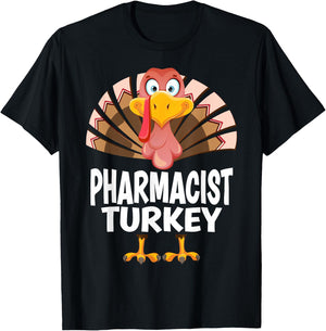 Thanksgiving Pharmacist Turkey Matching Pajama T-Shirt - T-Shirt | Black