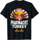 Thanksgiving Pharmacist Turkey Matching Pajama T-Shirt - T-Shirt | Black