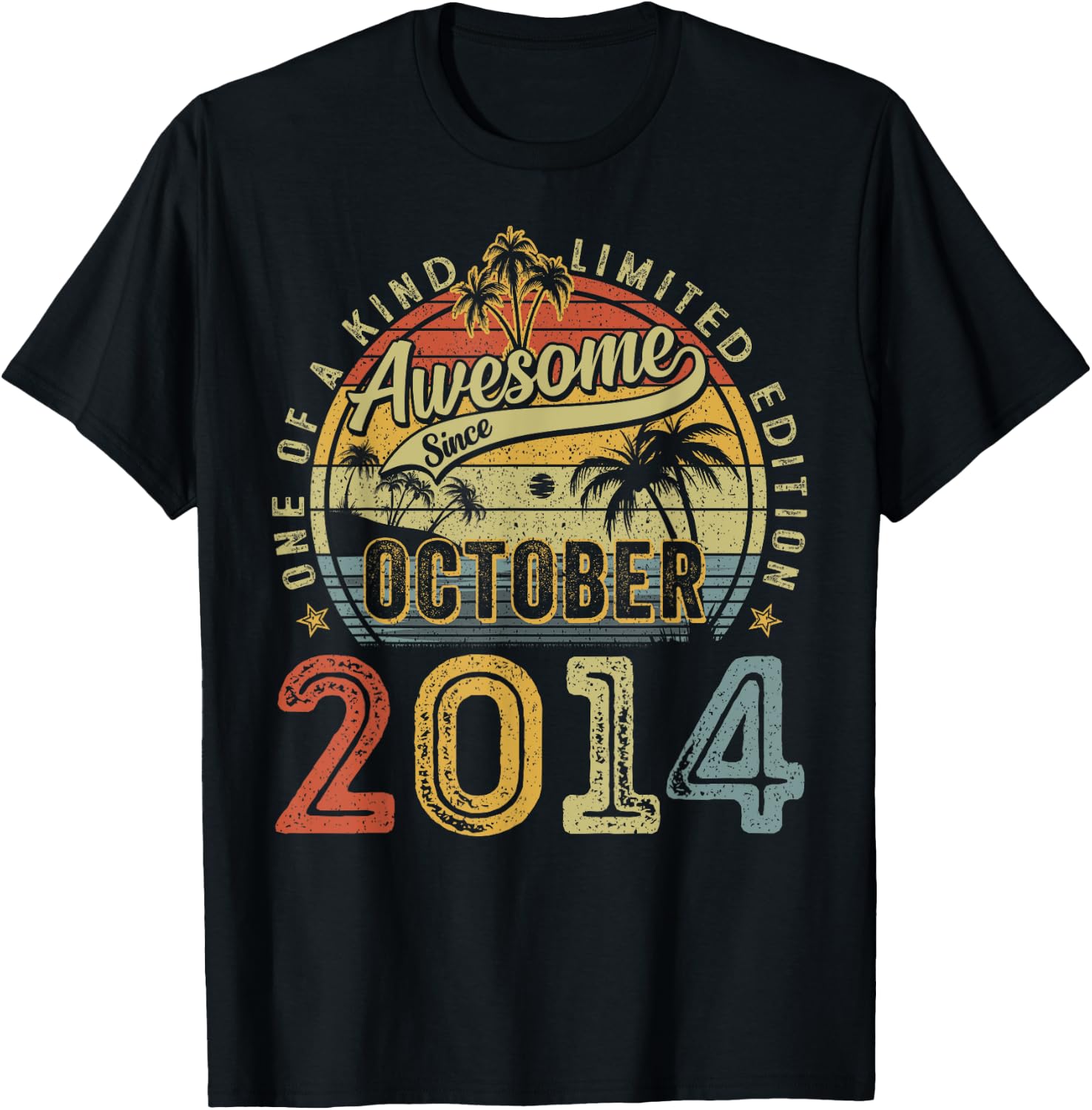 Awesome Since October 2014 Vintage Boys Girls 10th Birthday T-Shirt - T-Shirt | Black