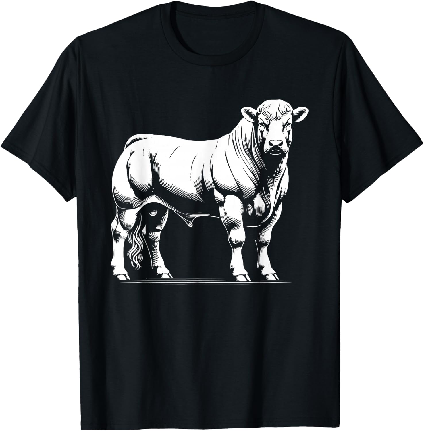Cow Farmer Breeder - Monochromatic Charolais Cattle T-Shirt - T-Shirt | Black
