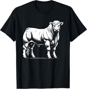 Cow Farmer Breeder - Monochromatic Charolais Cattle T-Shirt - T-Shirt | Black