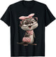 Baby Otter Kawaii Character Pink Leopard Glasses Portrait T-Shirt - T-Shirt | Black