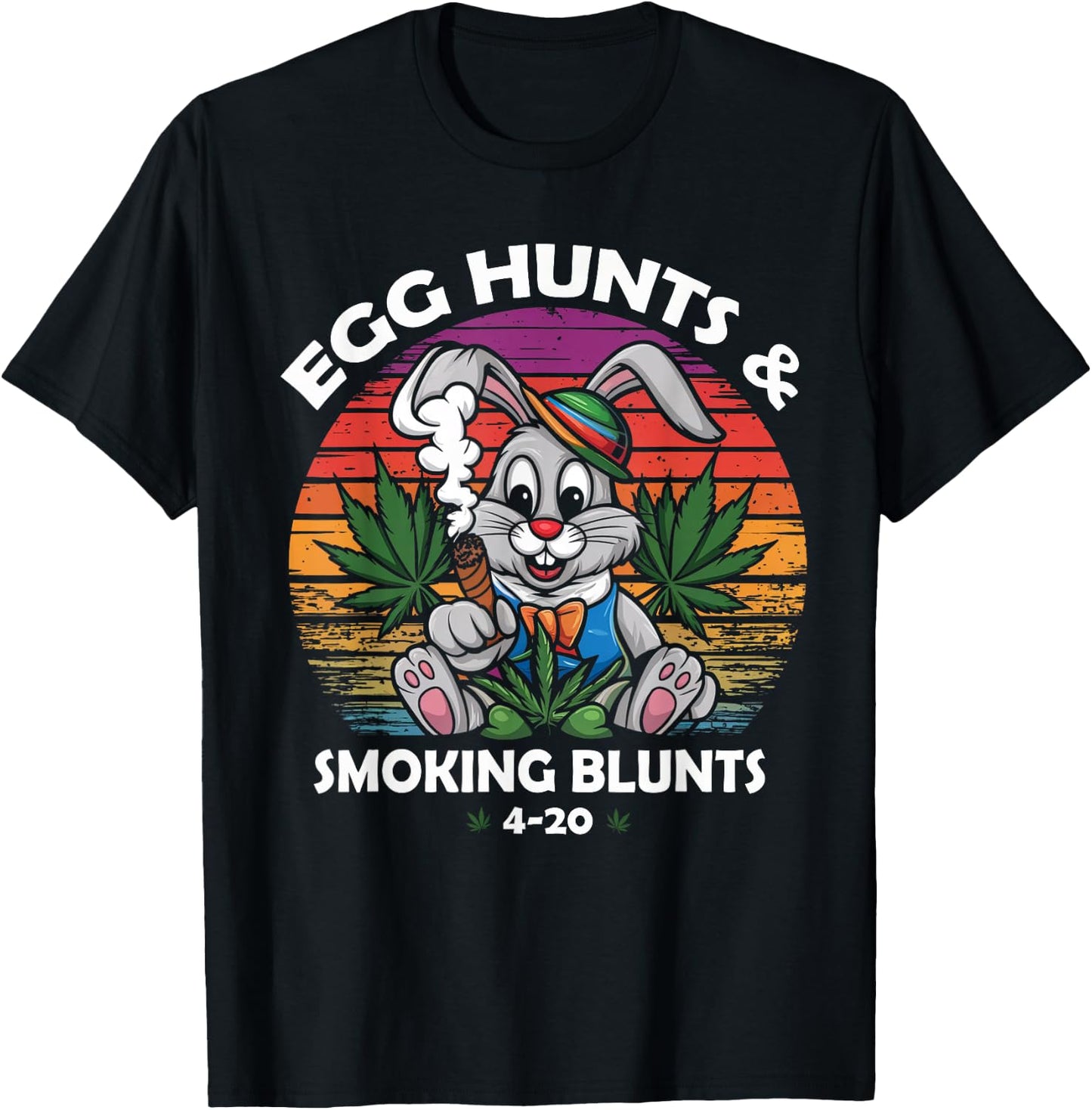 Stoned Easter Bunny With Joint 4/20 Marijuana Easter 420 Day T-Shirt - T-Shirt | Black