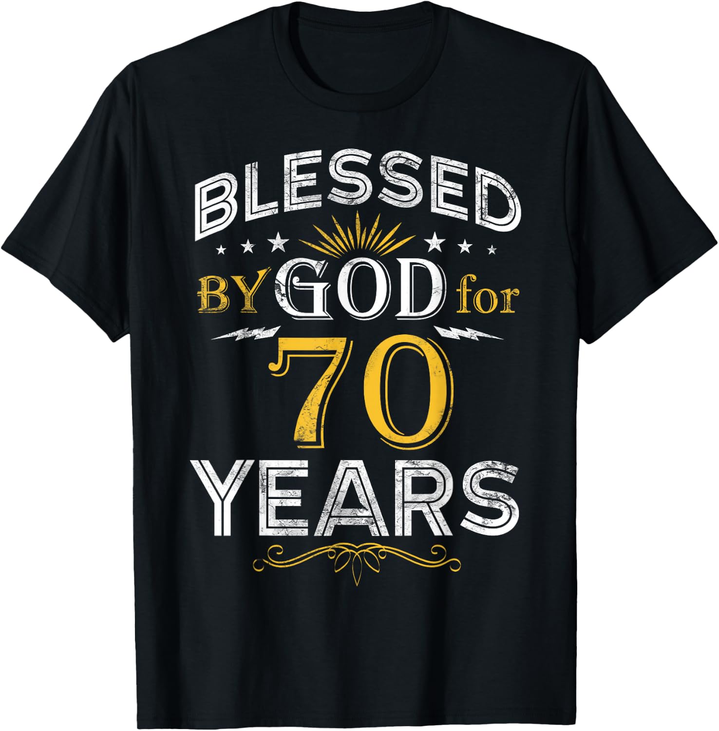 Vintage Blessed by God for 70 Year Old Birthday 70th T-Shirt - T-Shirt | Black