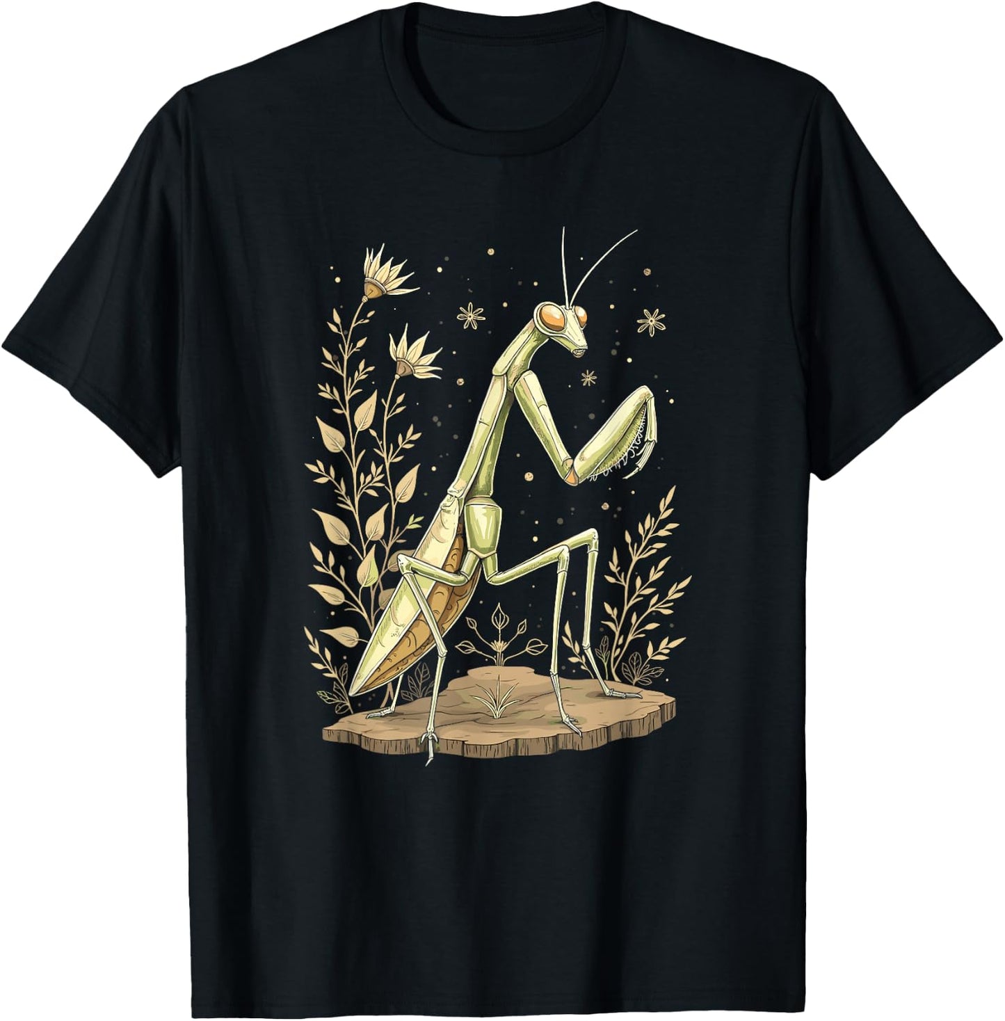 Praying Mantis Nature Art Vintage T-Shirt - T-Shirt | Black