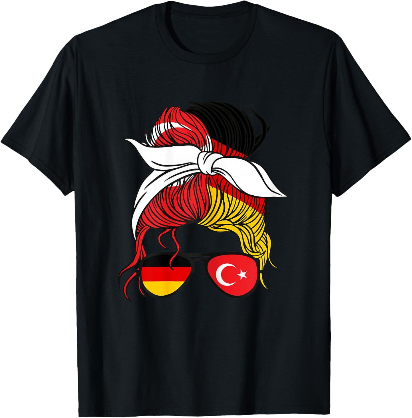 Half German Half Turkish Girl Apparel - Frauen - Mädchen - Weiß - Kurzarm - XS - - Turkiye Halb Deutsch Türkisch Mädchen Türkei Deutschland T-Shirt - T-Shirt | Black