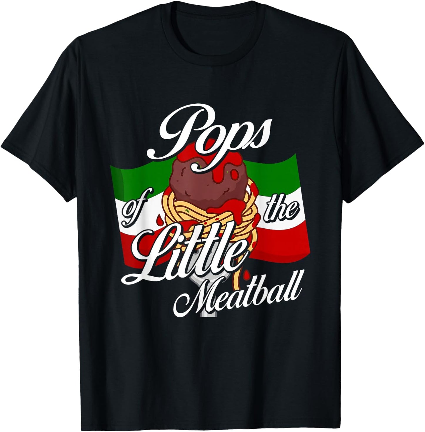 Pops of Little Meatball Italian Theme 1st Bday Italy T-Shirt - T-Shirt | Black