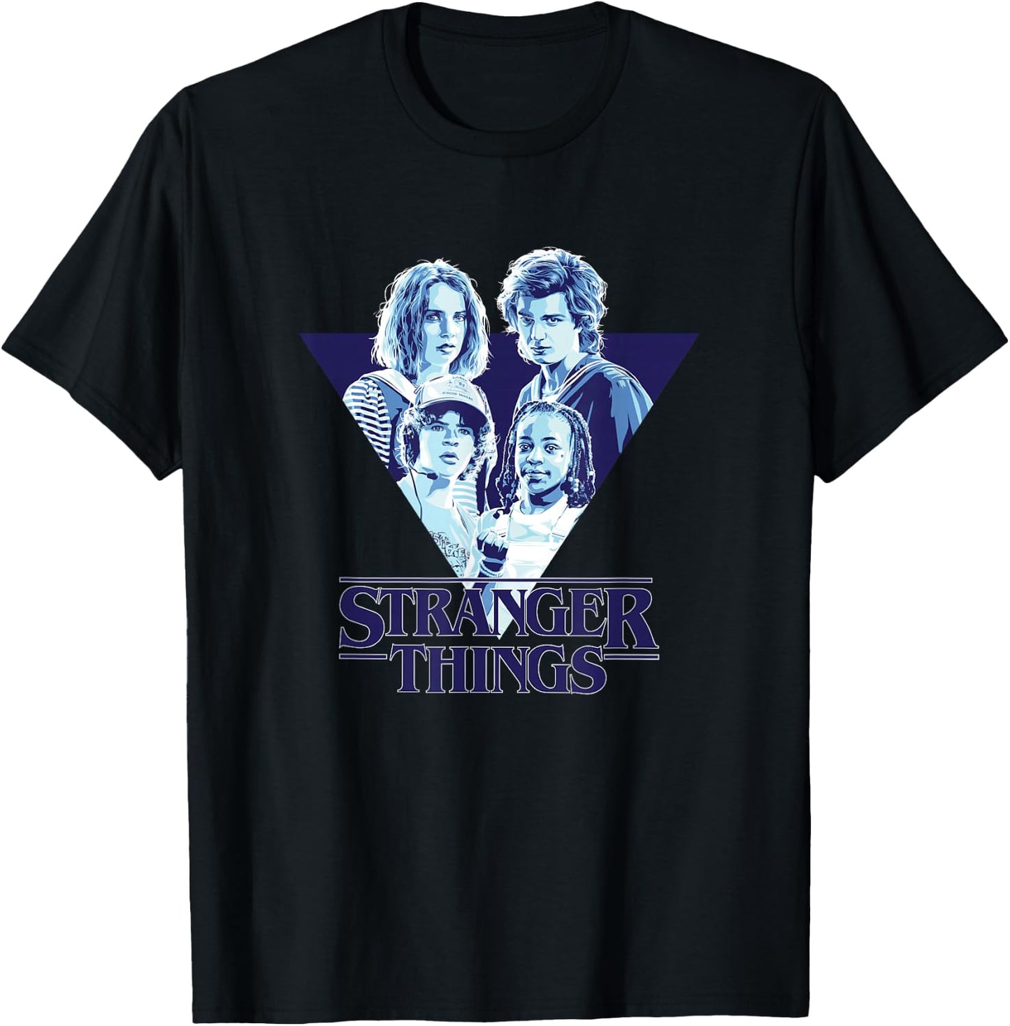 Stranger Things Steve & Robin Babysitters Gradient Triangle T-Shirt - T-Shirt | Black
