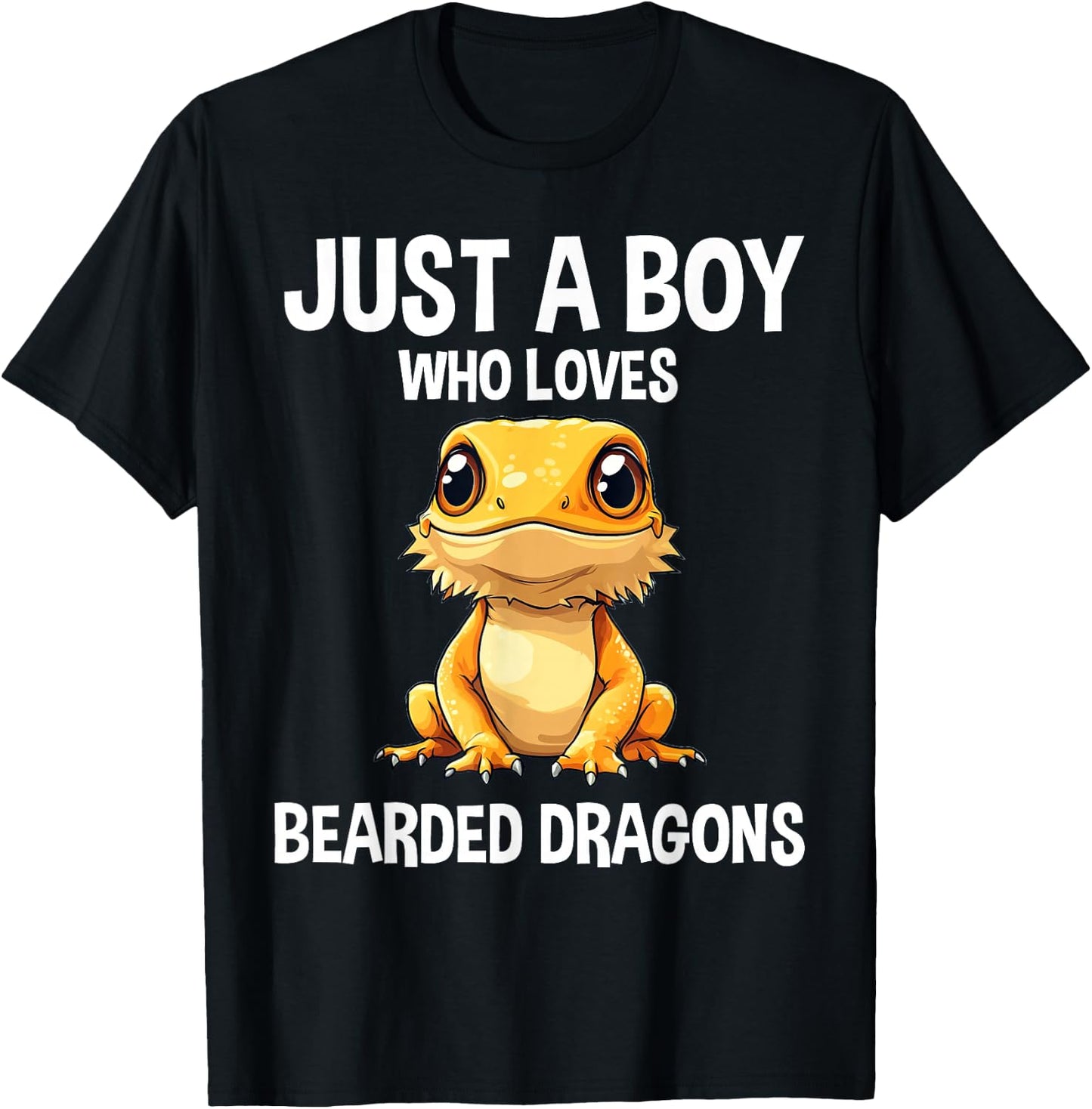 Just A Boy Who Loves Bearded Dragons Cute Bearded Dragon T-Shirt - T-Shirt | Black