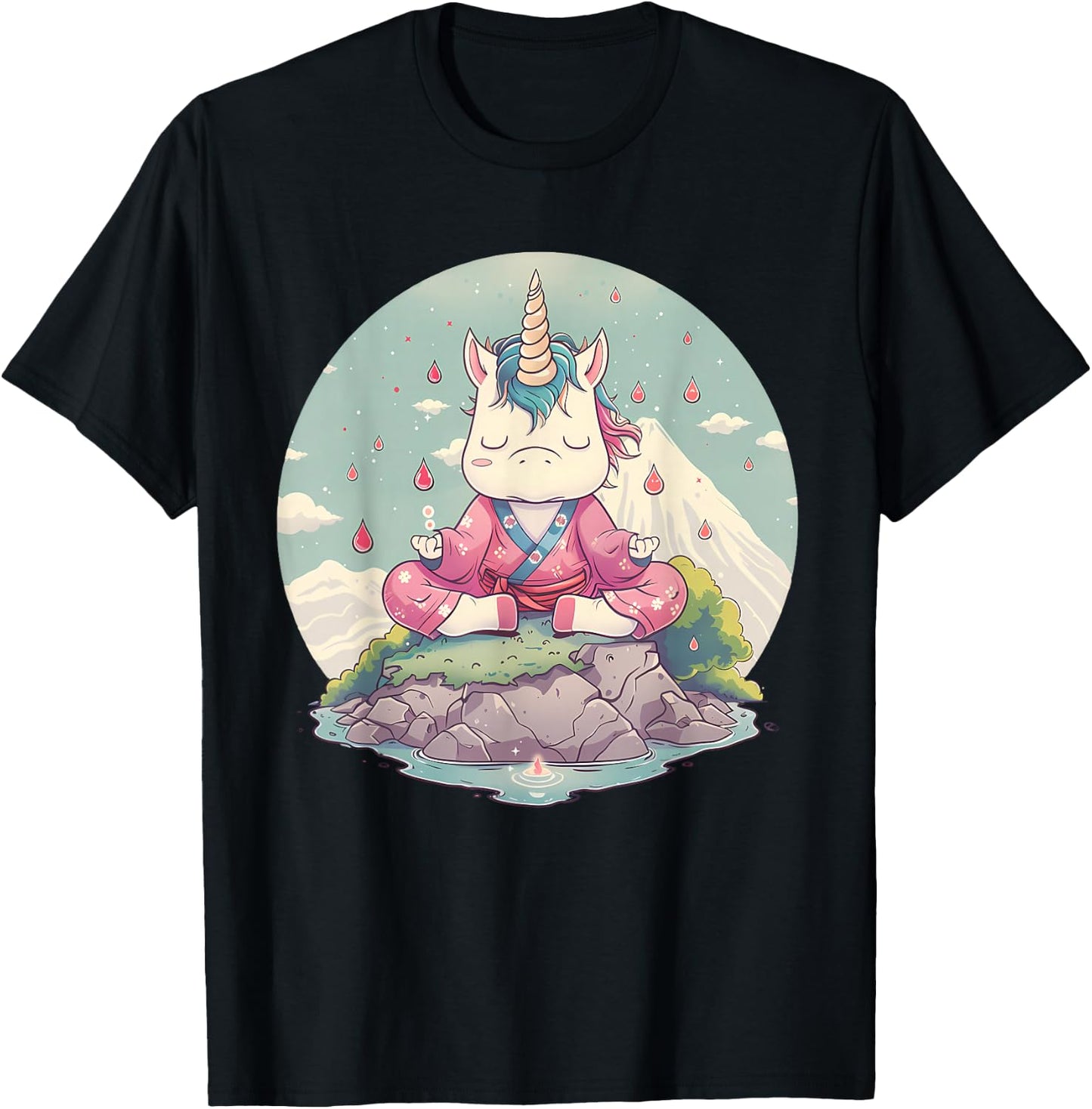 Meditation Unicorn Buddhist Hindu Zen Buddha Spirituality T-Shirt - T-Shirt | Black