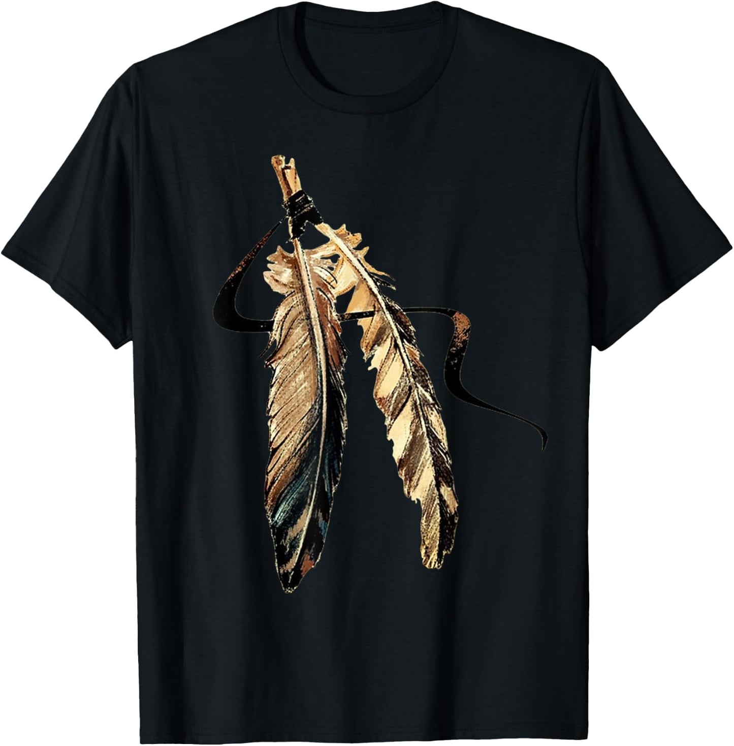 Southwest Native American Indian Tribal Art Feathers T-Shirt - T-Shirt | Black