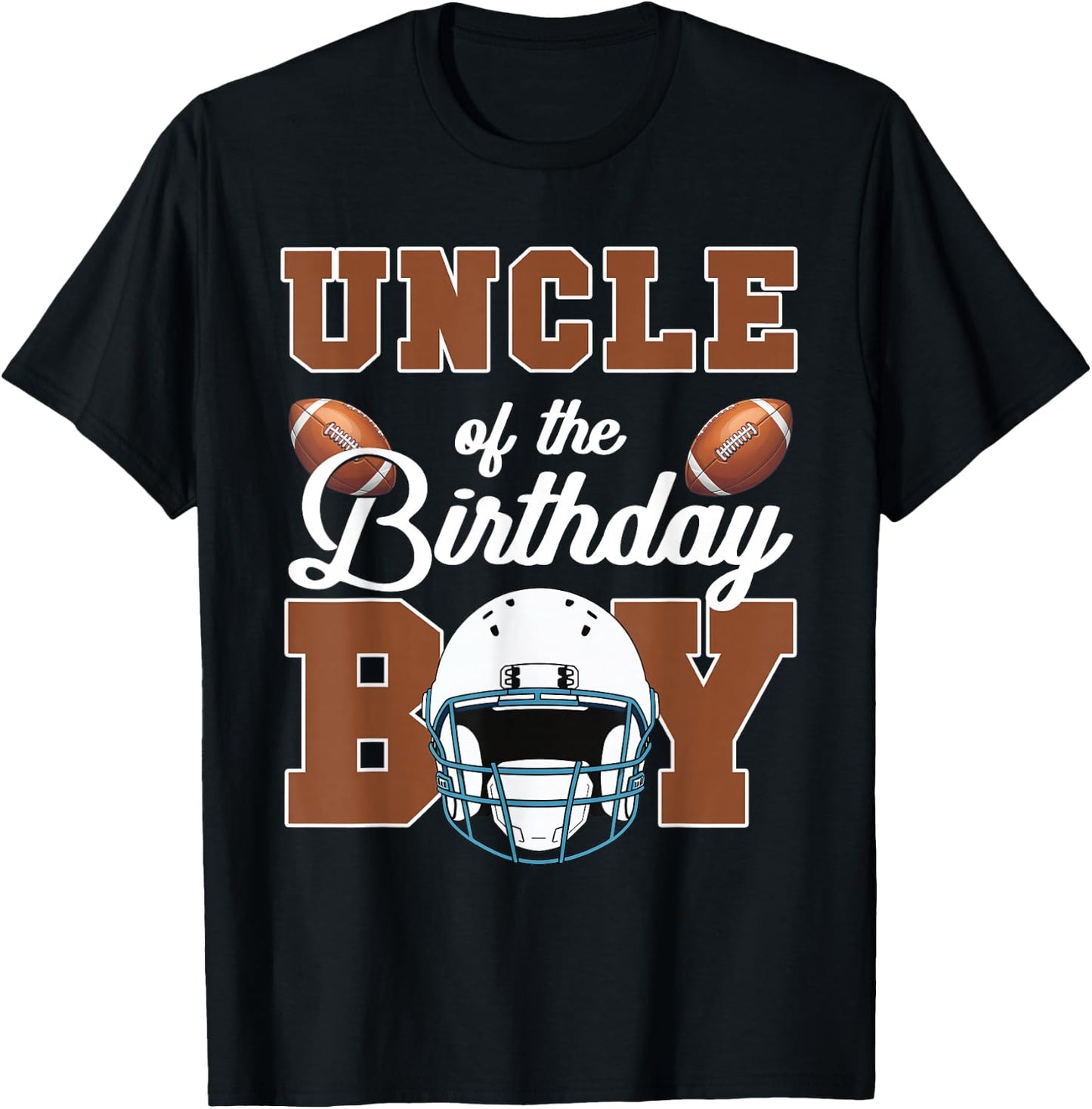 Uncle Of The Birthday Boy Football Party Family Matching T-Shirt - T-Shirt | Black
