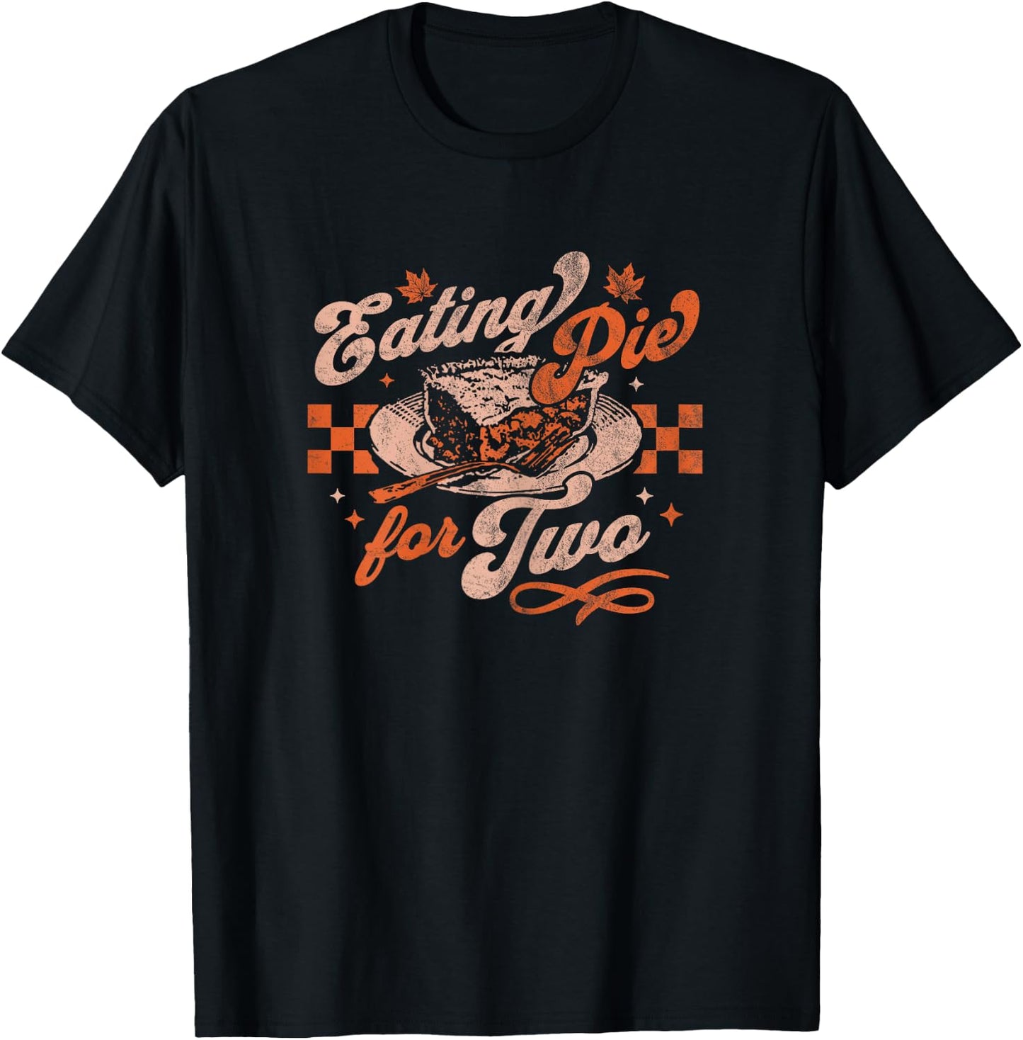 Eating Pie For Two - Thanksgiving Pregnancy Announcement T-Shirt - T-Shirt | Black