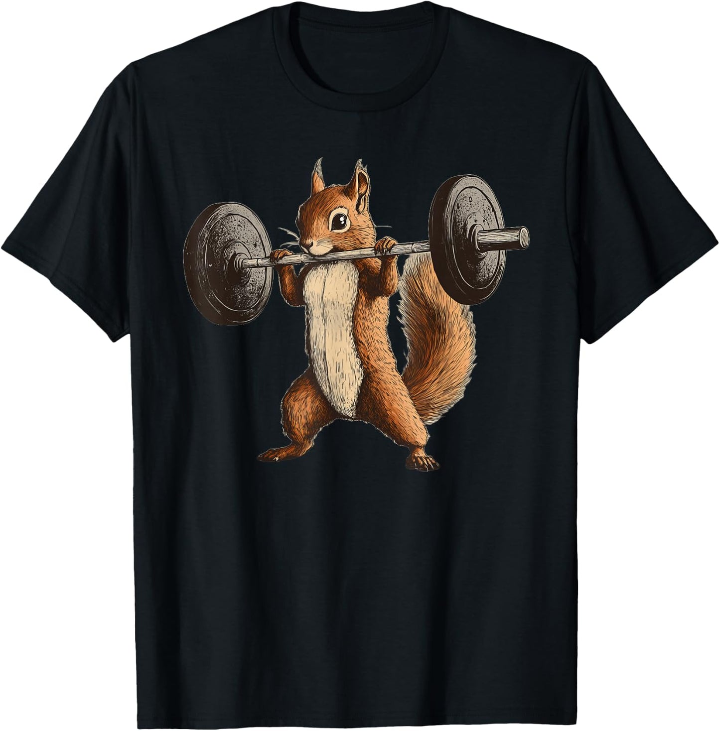Squirrel Powerlifting Weightlifting Gym Workout T-Shirt - T-Shirt | Black