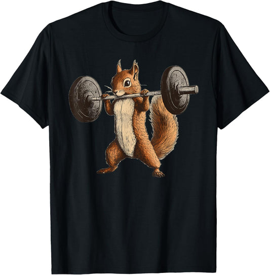 Squirrel Powerlifting Weightlifting Gym Workout T-Shirt - T-Shirt | Black