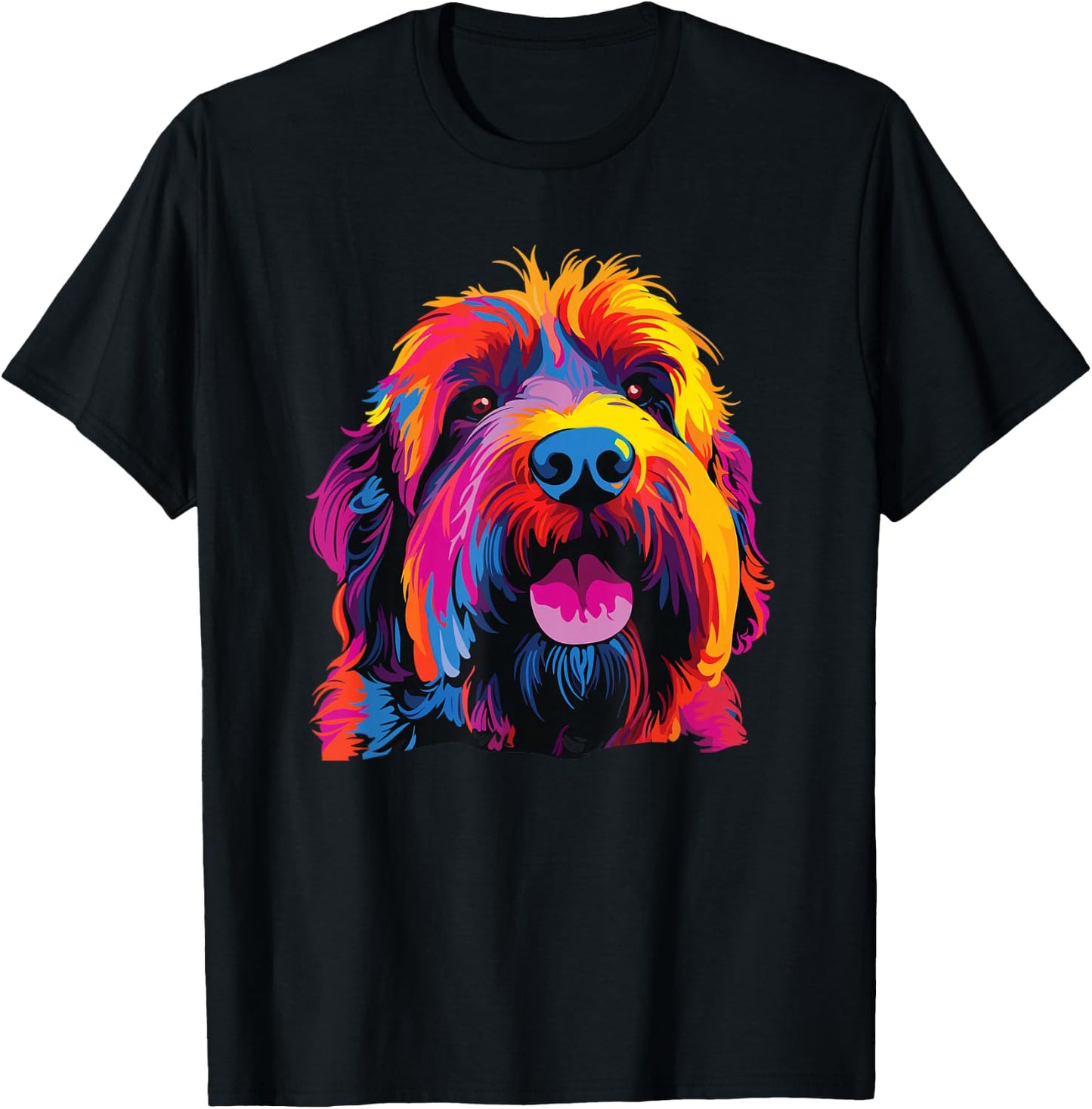 Watercolor Colorful Russian Black Terrier T-Shirt - T-Shirt | Black