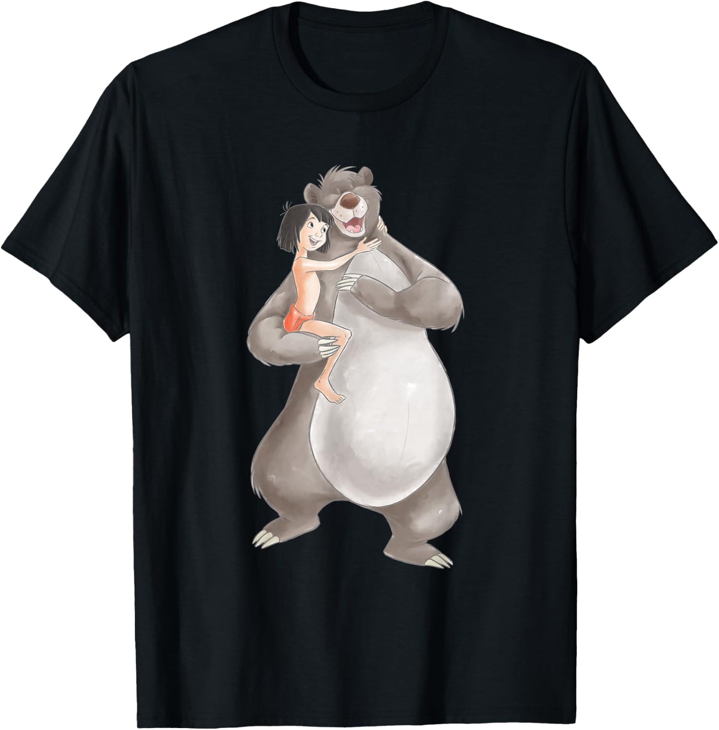 Jungle Book Watercolour Balu And Maugli T-Shirt - T-Shirt | Black